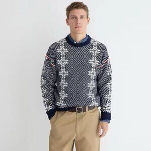 J. Crew Men’s 100% Lambswool Jacquard Ski Sweater Size Large